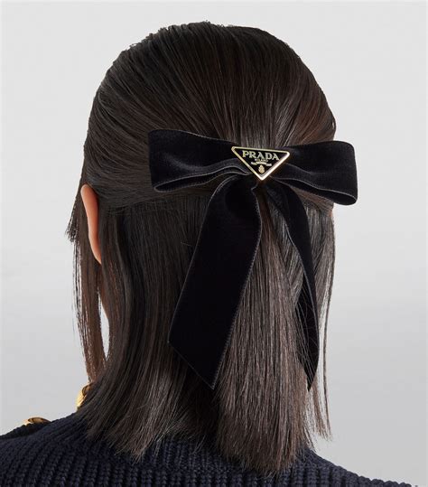 prada hair bow|prada metal hair clip.